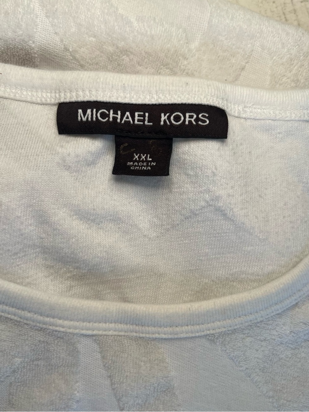 Michael Kors White Short-Sleeve Embossed Logo Tee - Picture 6 of 6